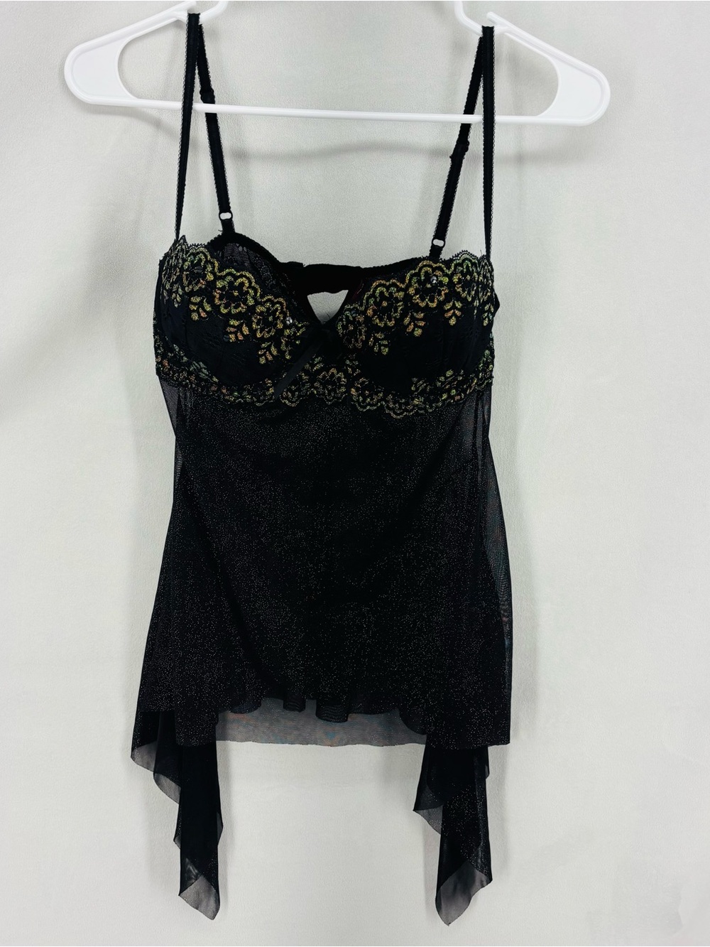 Black Lace and Shimmer Bustier Top